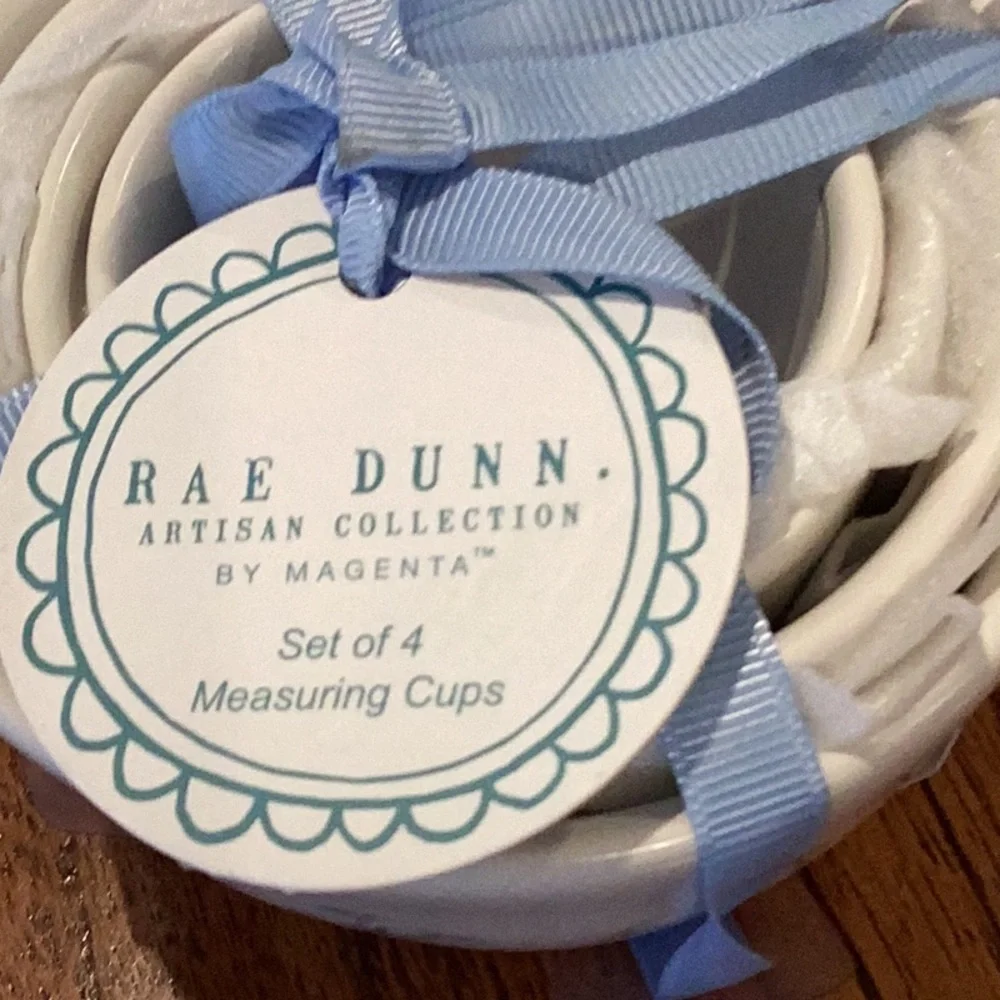 Rae Dunn Easter Blue Bunny Script measuring cups